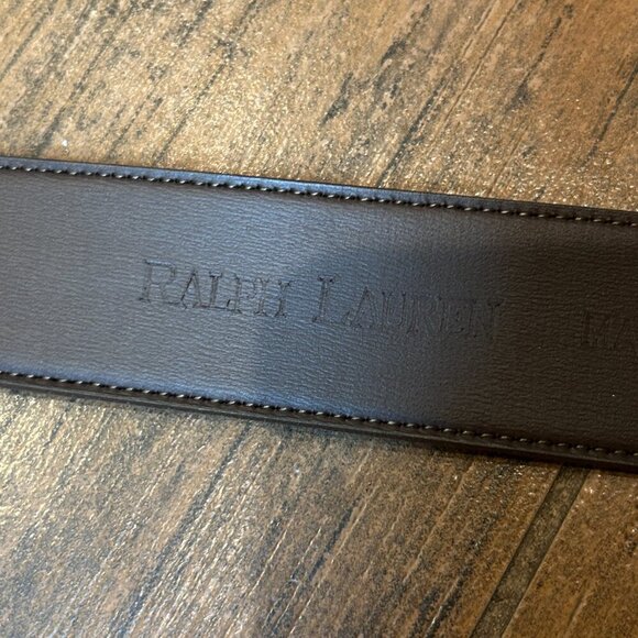 Ralph Lauren Made in Italy Brown Suede Leather Gold Metal Detail Belt Size Large - Picture 7 of 8